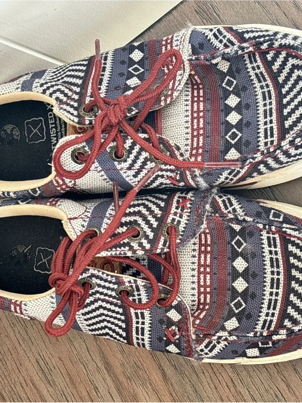 Twisted X Youth Casual Patterned Lace-Up Boat Shoes Size 3M Southwest Tribal